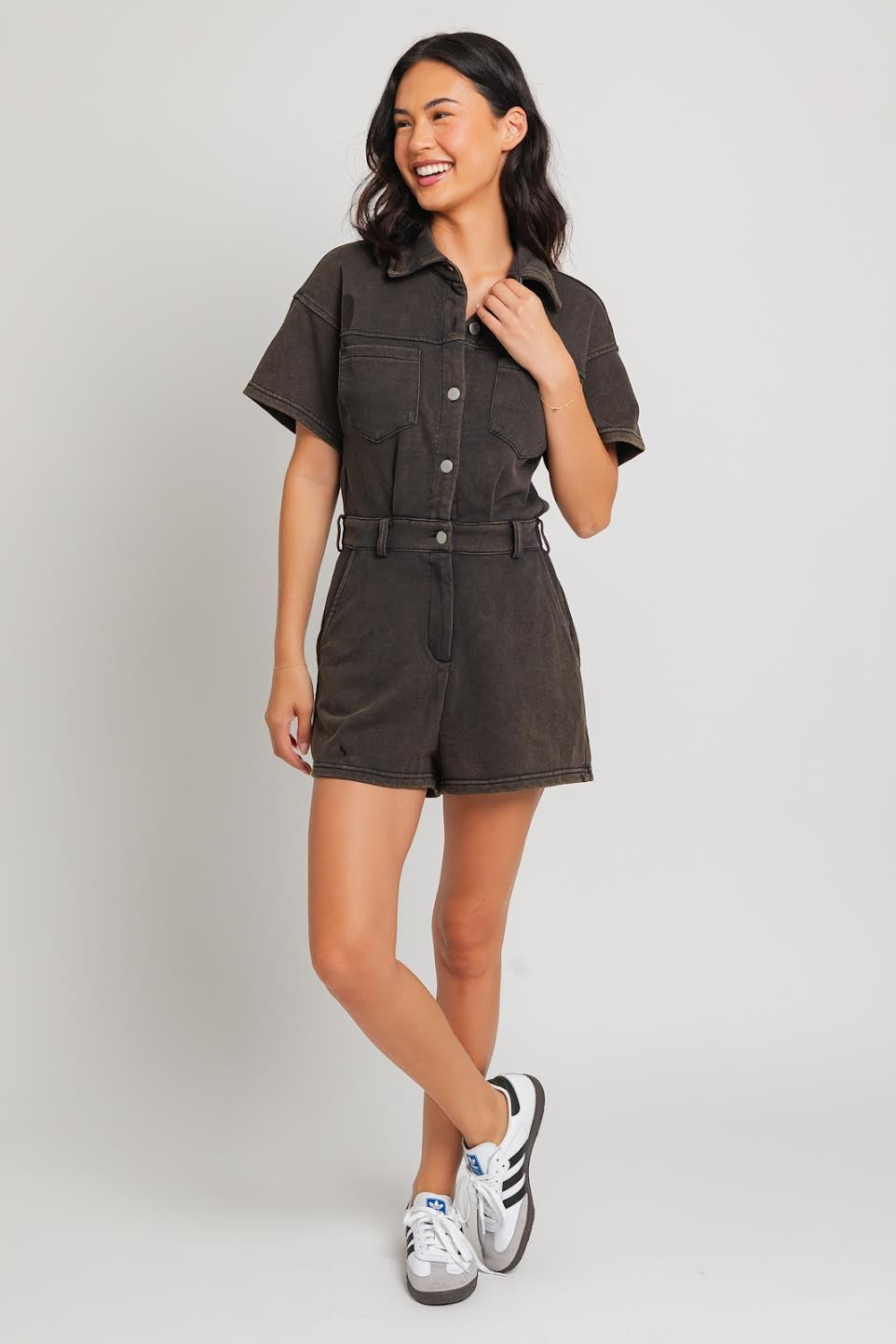 ROMPER WASHED BROWN