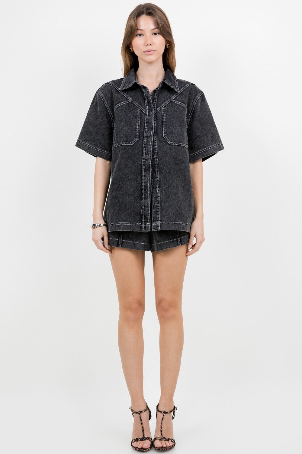 WASHED BLACK DENIM SET