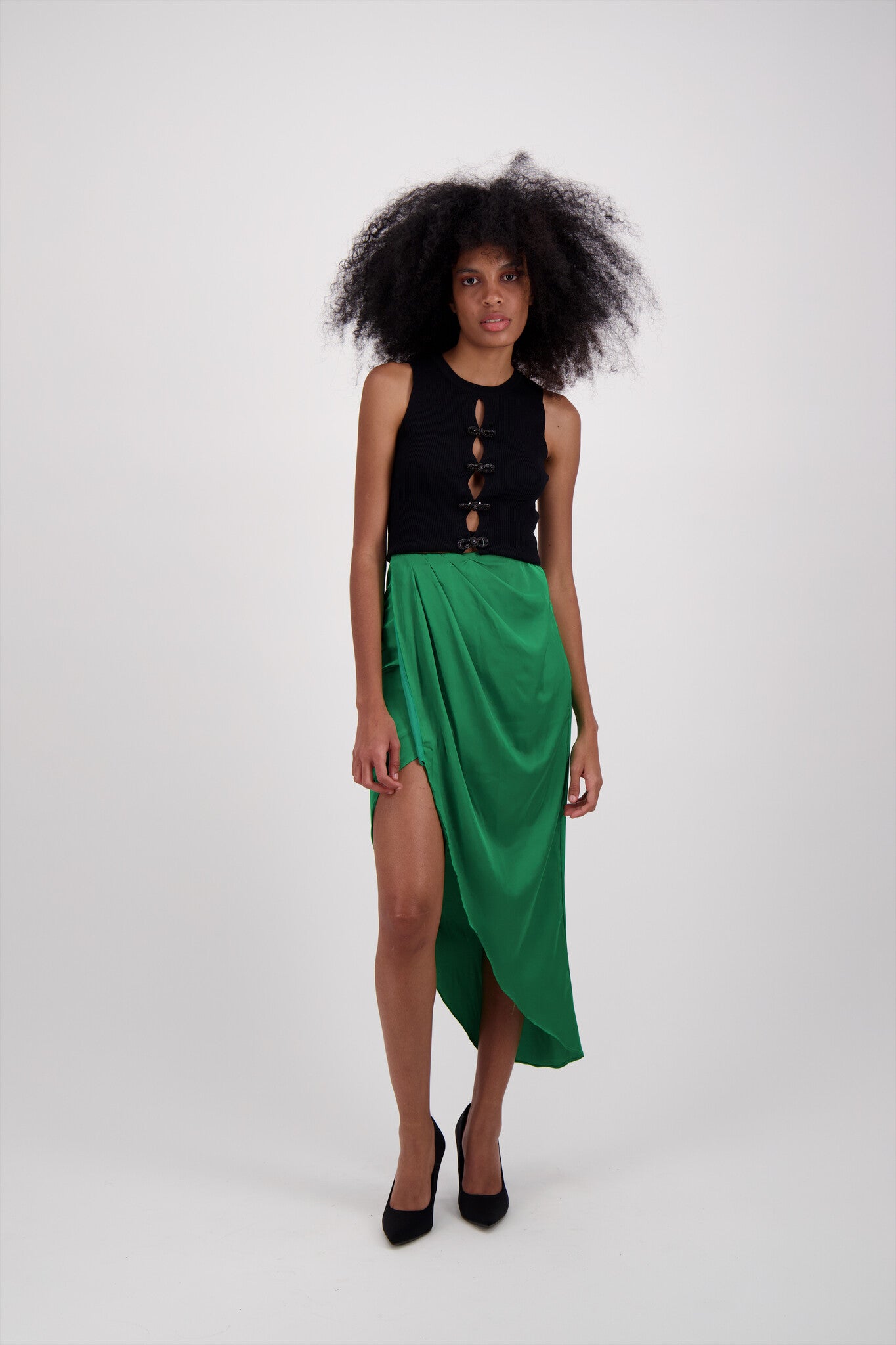 FALDA SATIN DRAP VERDE