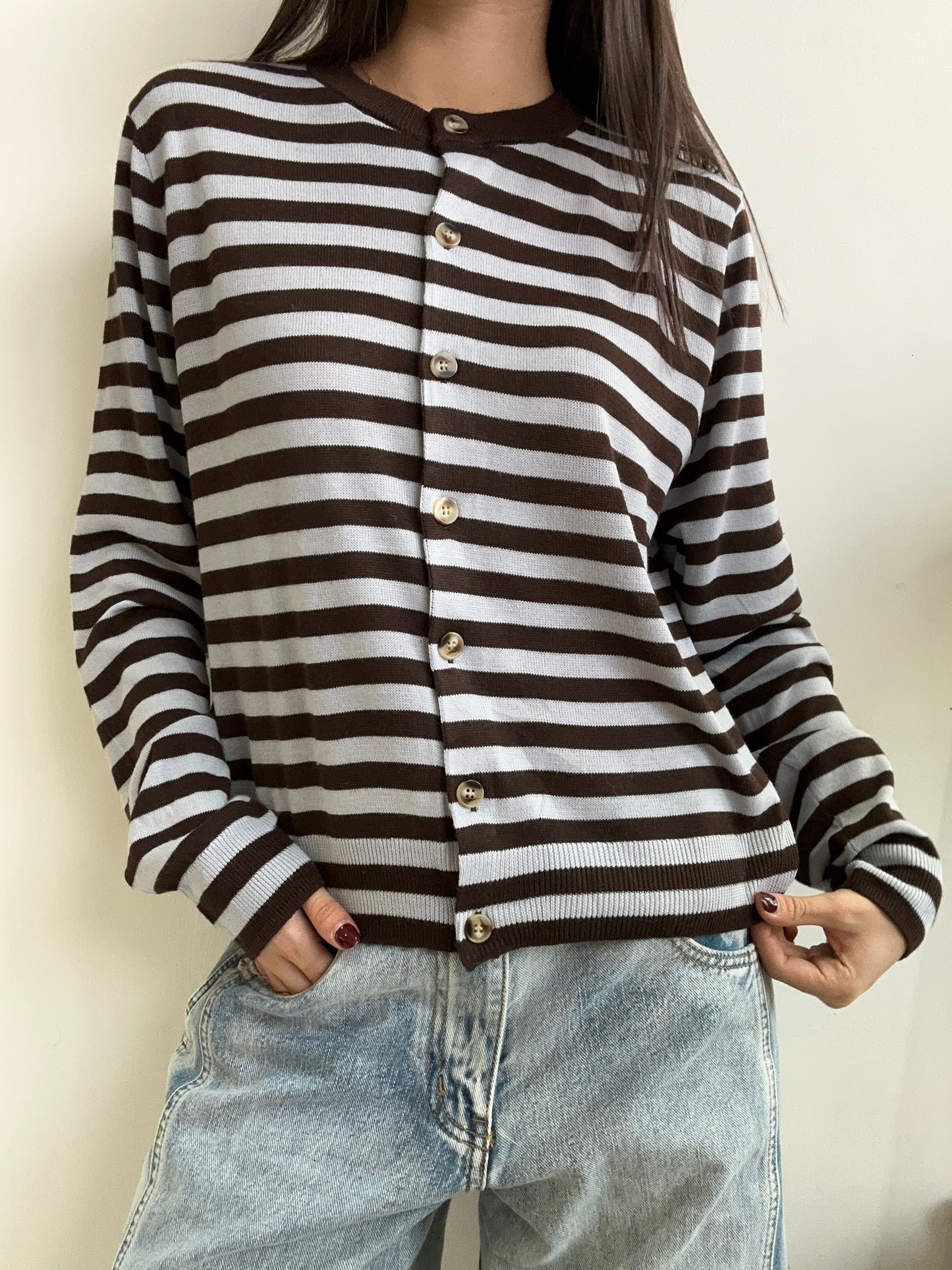 BROWN STRIPES CARDIGAN