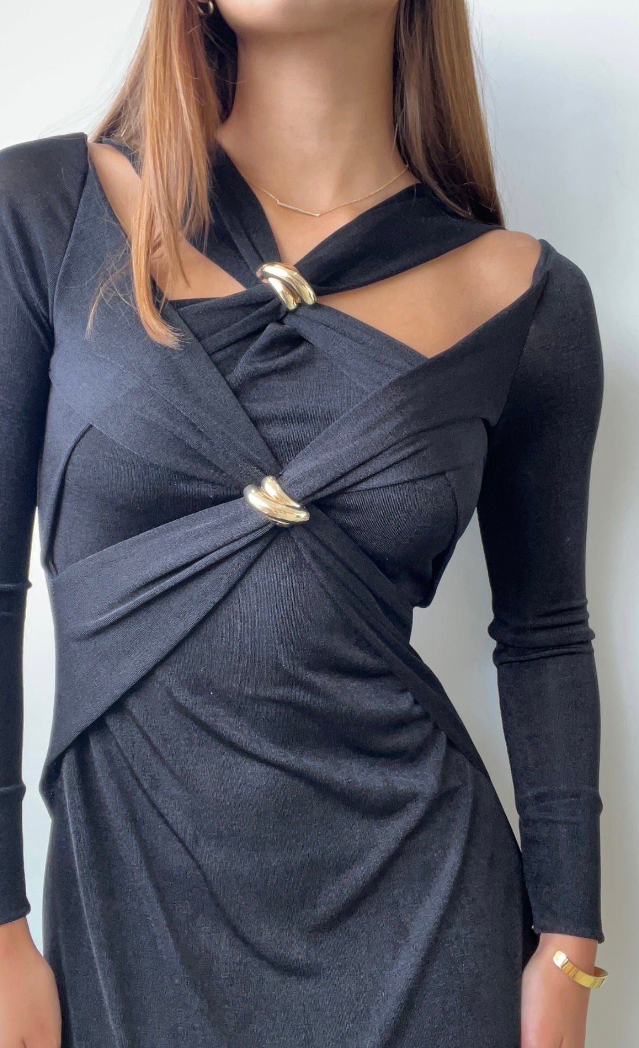 VESTIDO LARGO NUDO DORADO