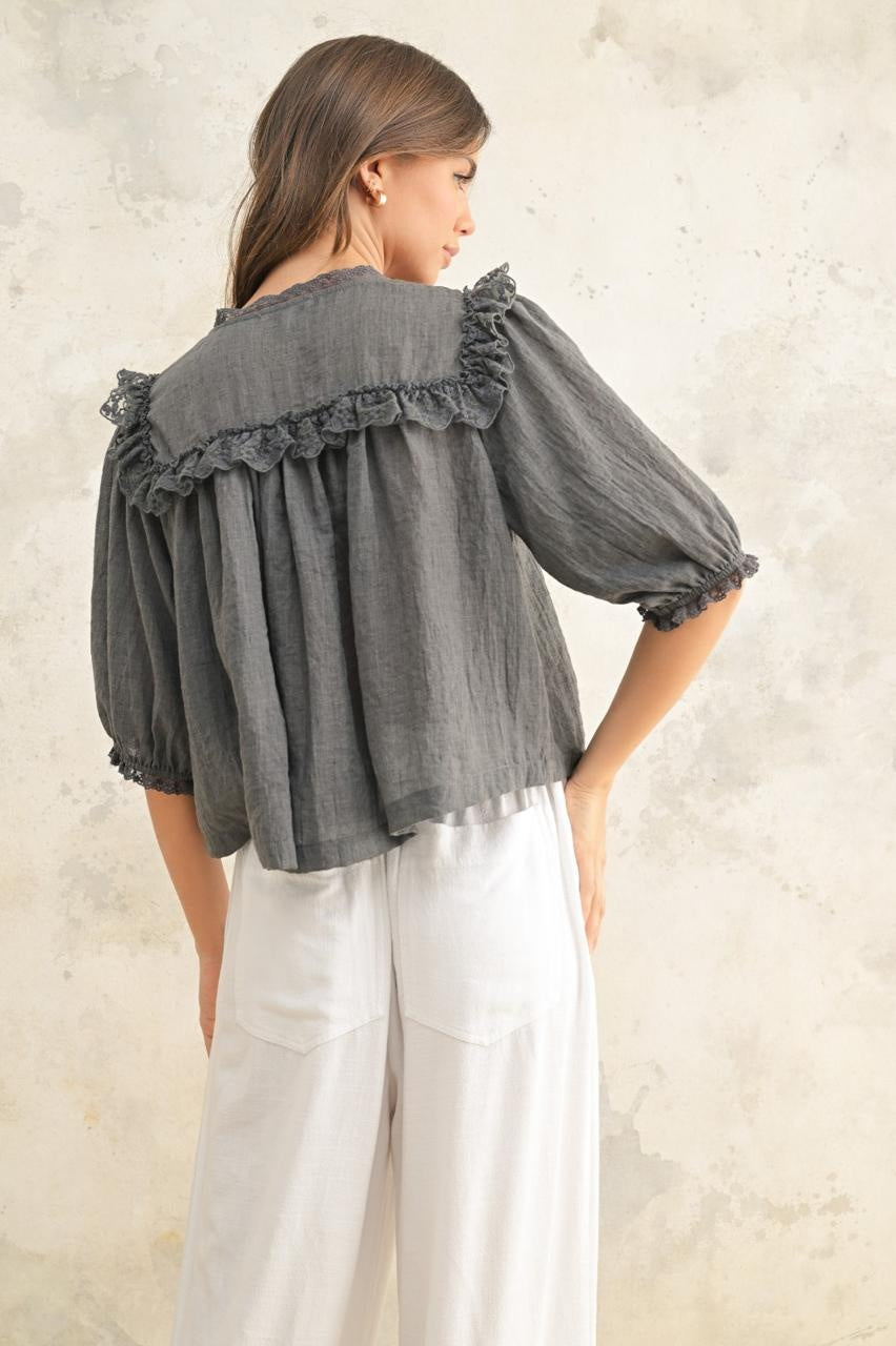 GRAY BOHO SHIRT