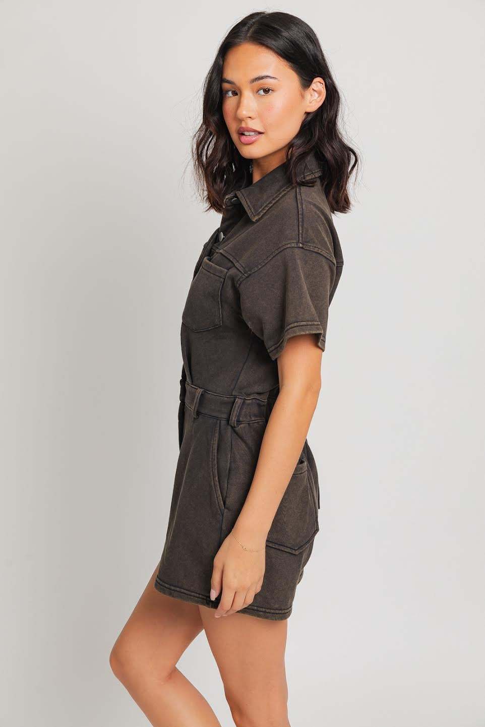 ROMPER WASHED BROWN