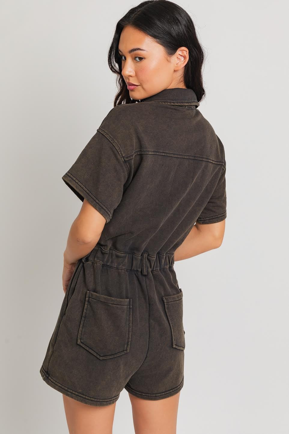 ROMPER WASHED BROWN