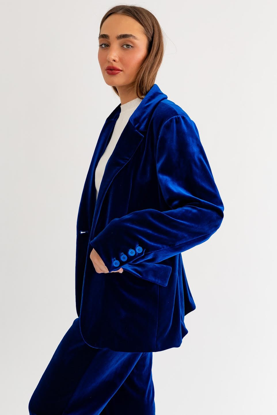 SET BLAZER VELVET AZUL