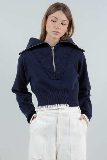 NAVY STITCHED SWEATER