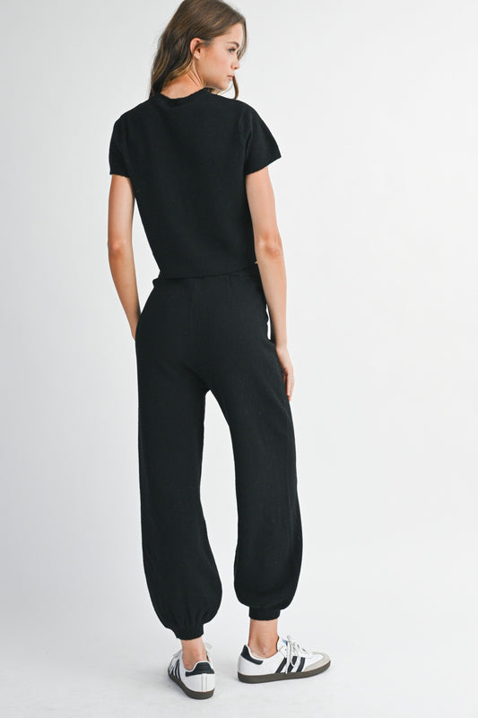 TOP AND JOGGER BLACK SET