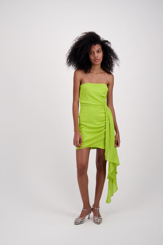 VESTIDO CORTO LIMA ASIMETRICO