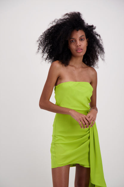 VESTIDO CORTO LIMA ASIMETRICO