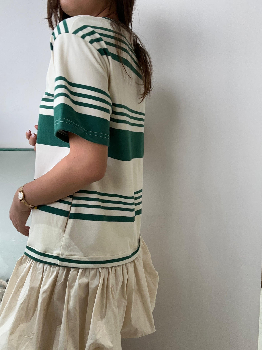 STRIPED GREEN BUBBLE DRESS