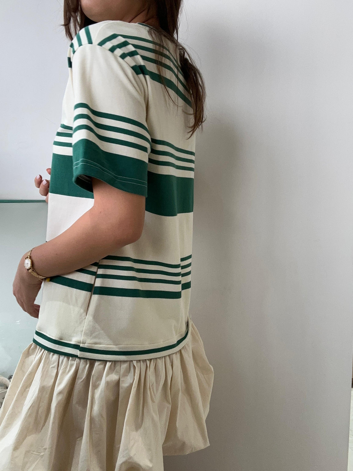 STRIPED GREEN BUBBLE DRESS