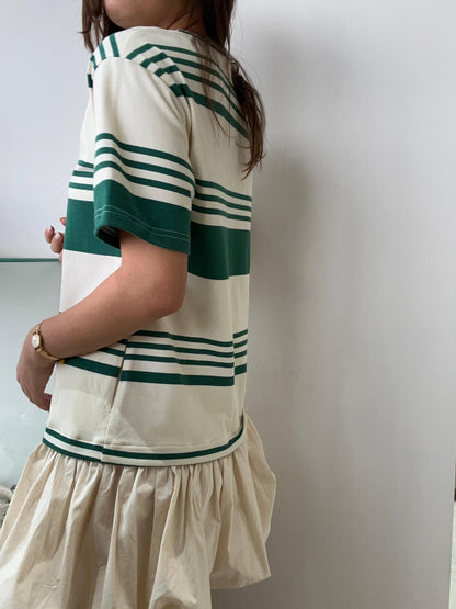 STRIPED GREEN BUBBLE DRESS