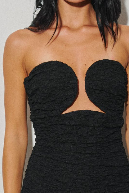 BLACK LACE TUBE DRESS