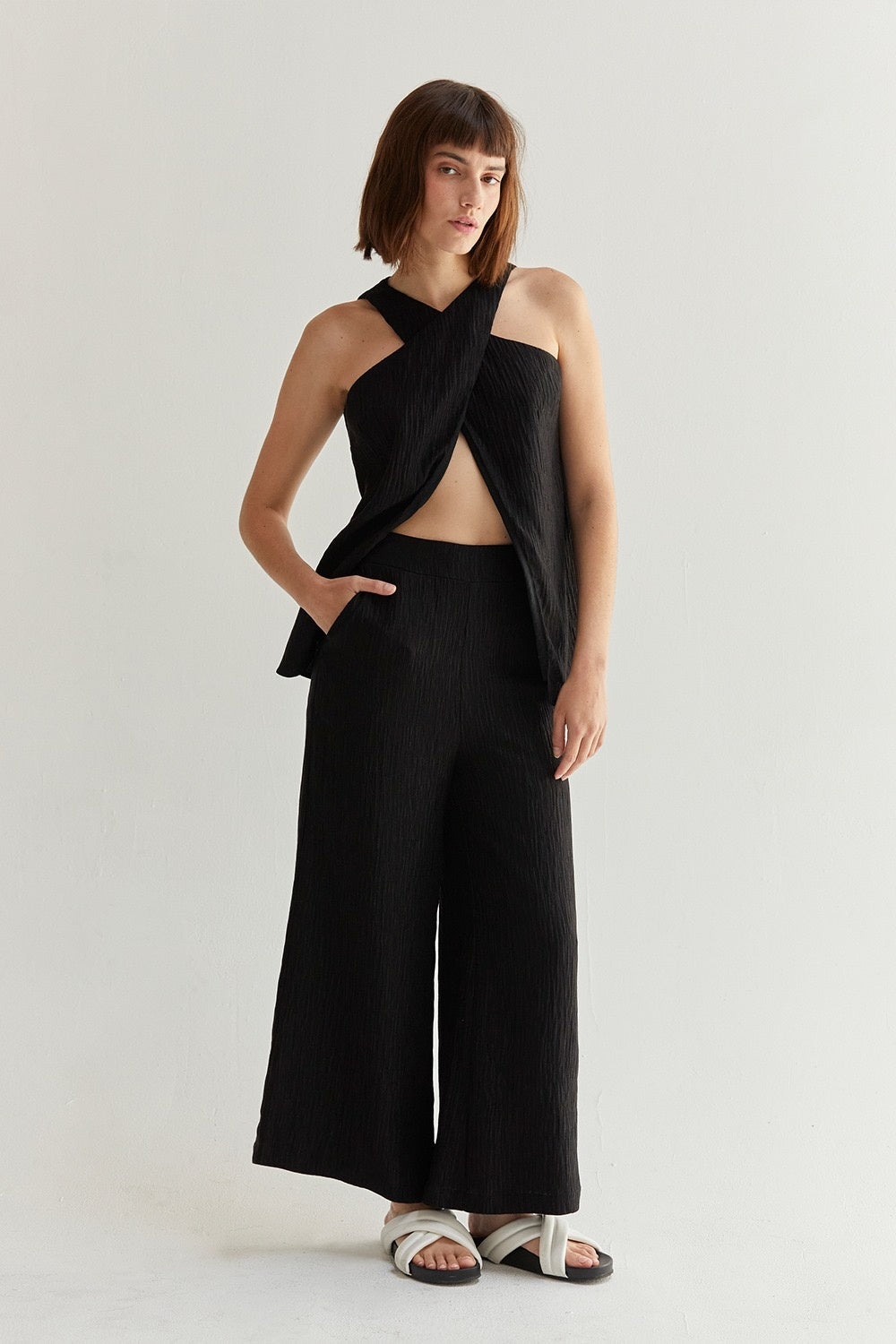 SET HALTER PANTALON NEGRO