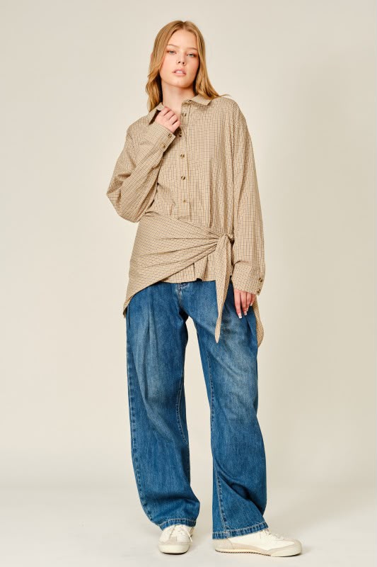 PLAID SHIRT WITH KNOT DETAIL