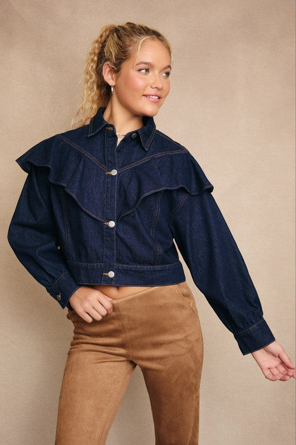 RUFFLE DENIM JACKET