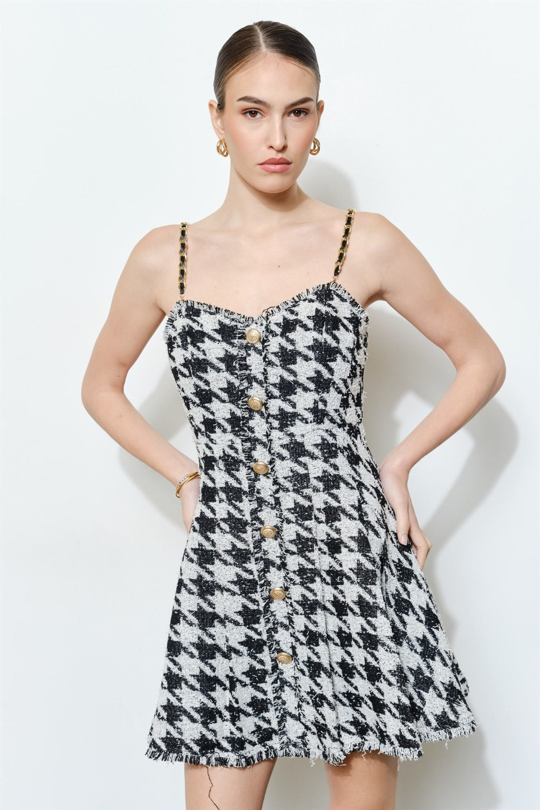 HOUNDSTOOTH MINI DRESS