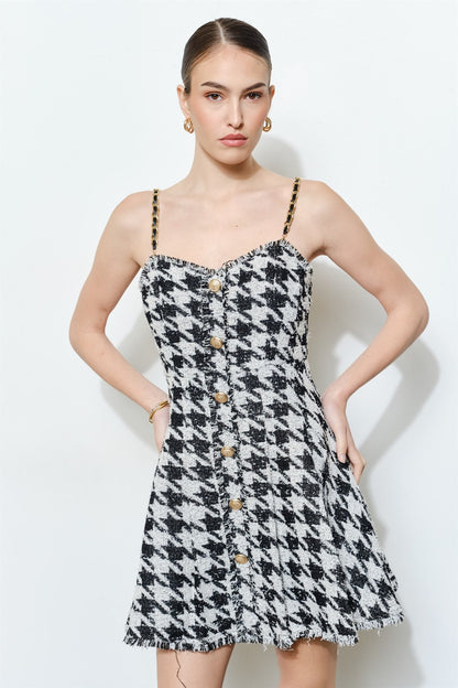 HOUNDSTOOTH MINI DRESS
