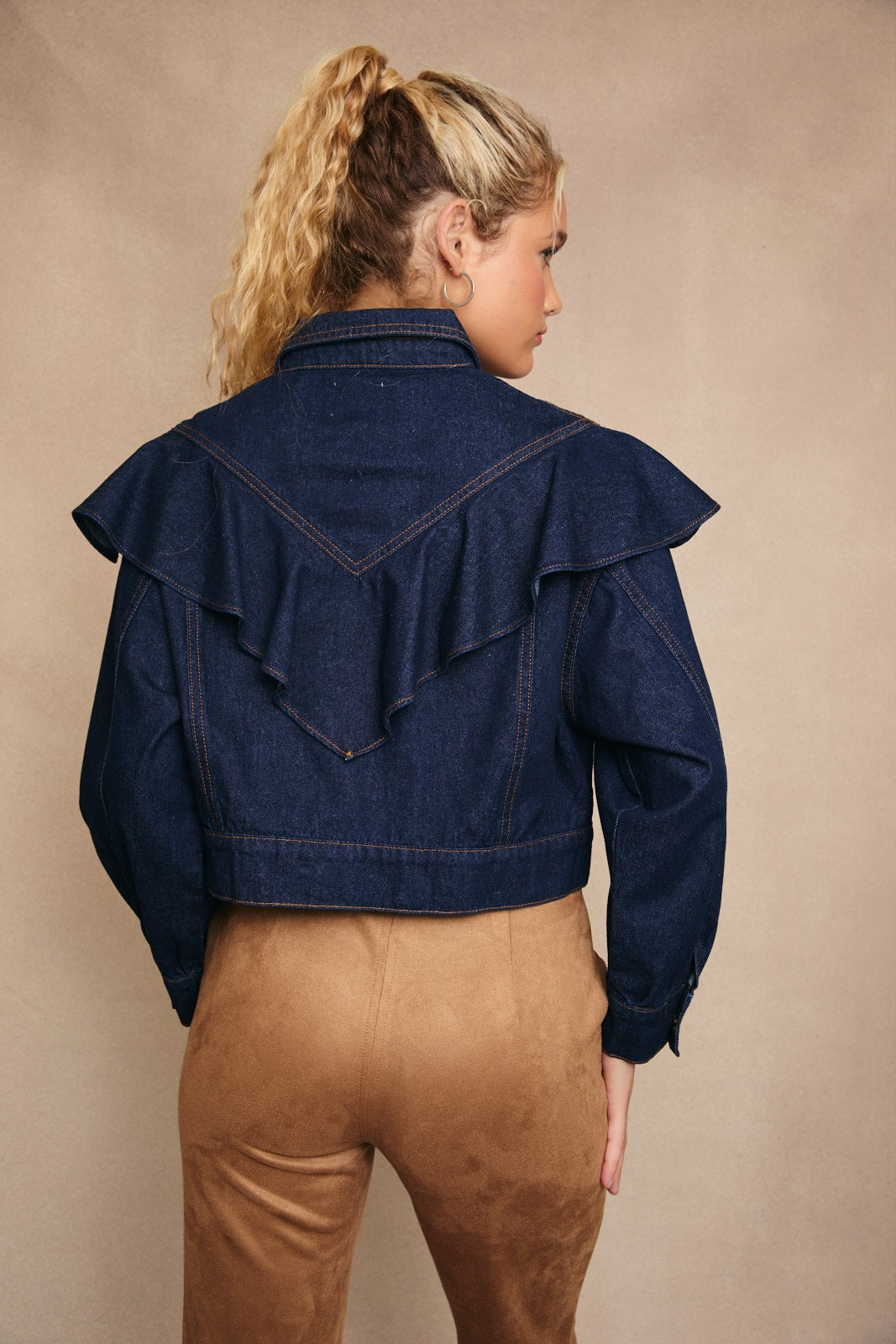 RUFFLE DENIM JACKET