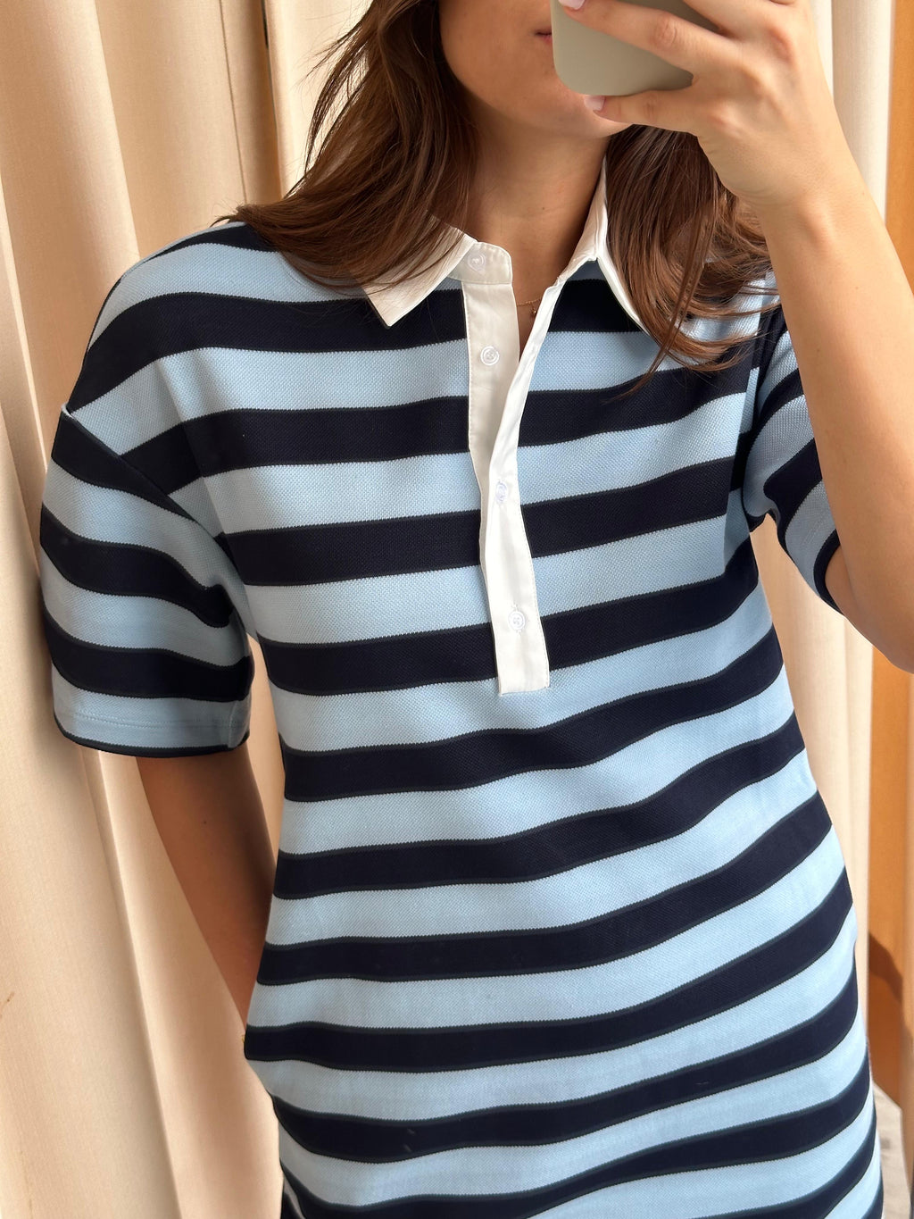BLUE STRIPE POLO DRESS