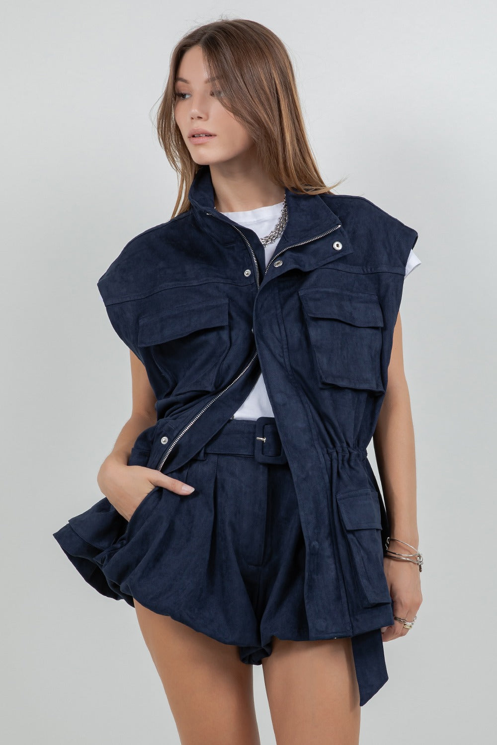 CHALECO NAVY SUEDE