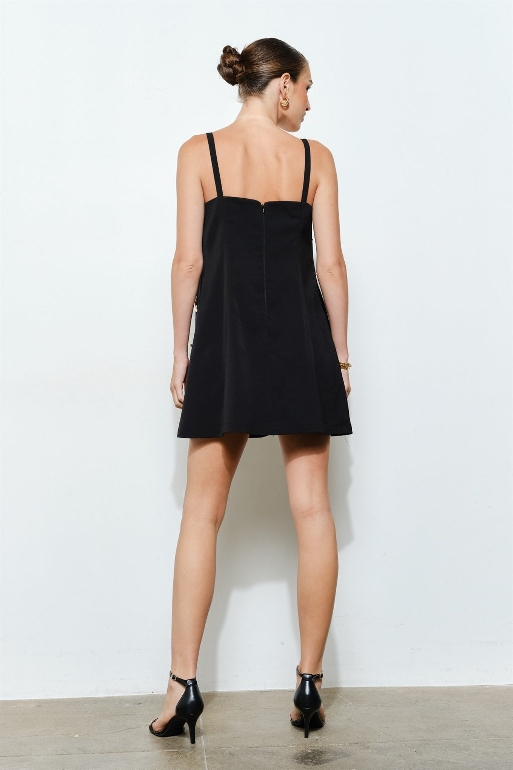 BLACK GOLD DETAIL MINI DRESS