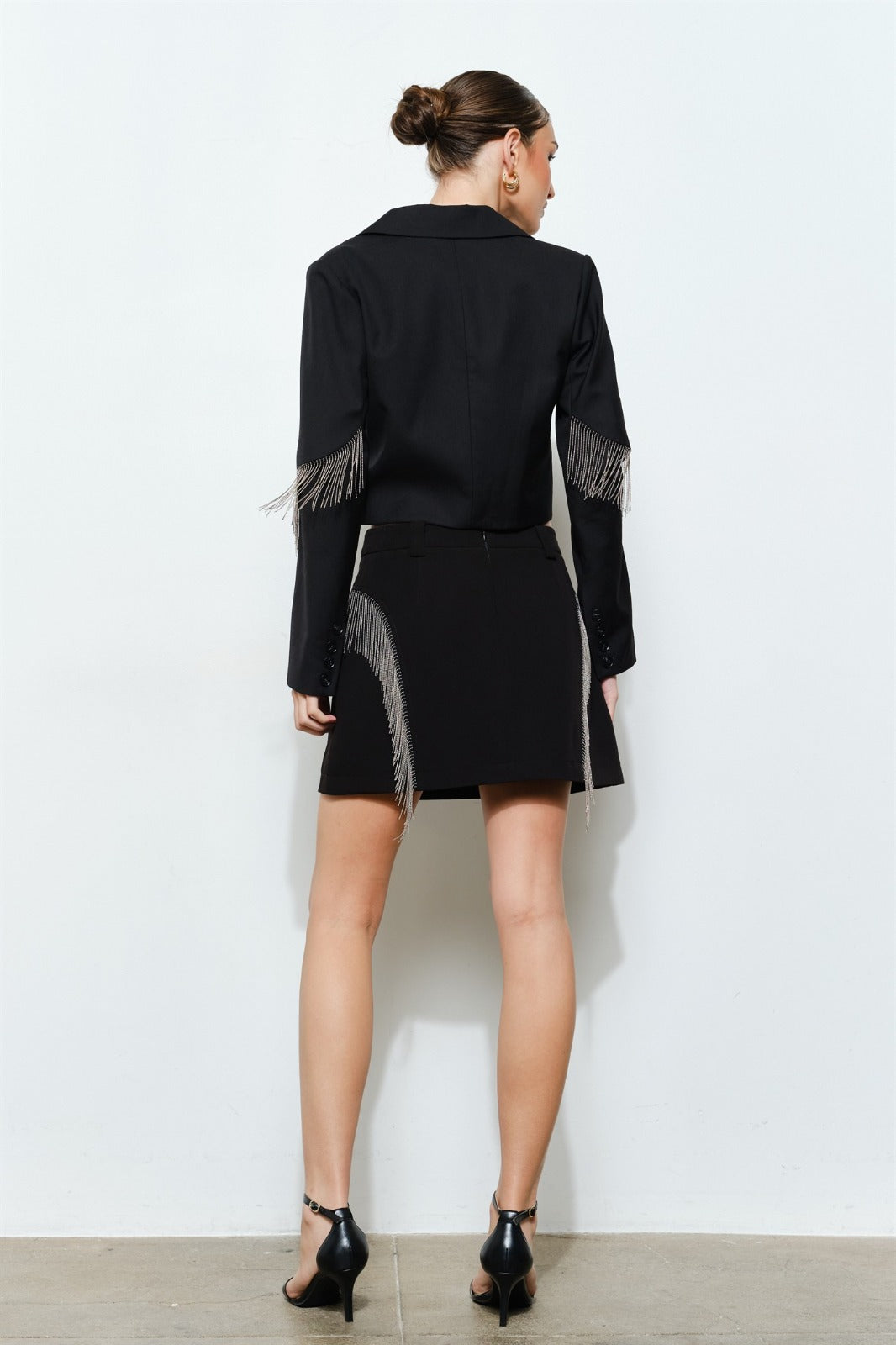 BLACK CHAIN BLAZER SET