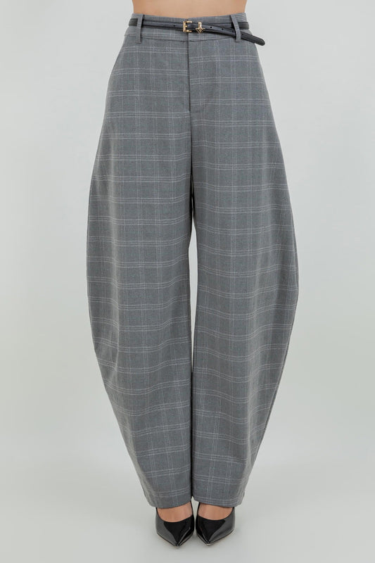CHARCOAL PLAID PANTS