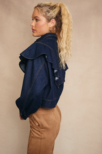 RUFFLE DENIM JACKET