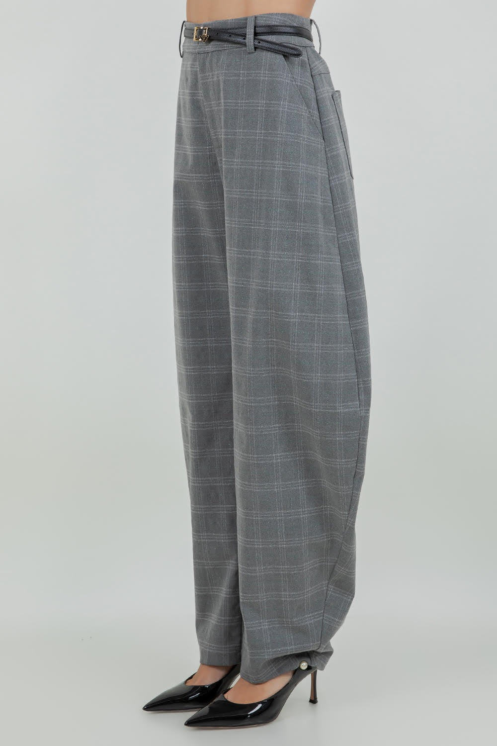 CHARCOAL PLAID PANTS