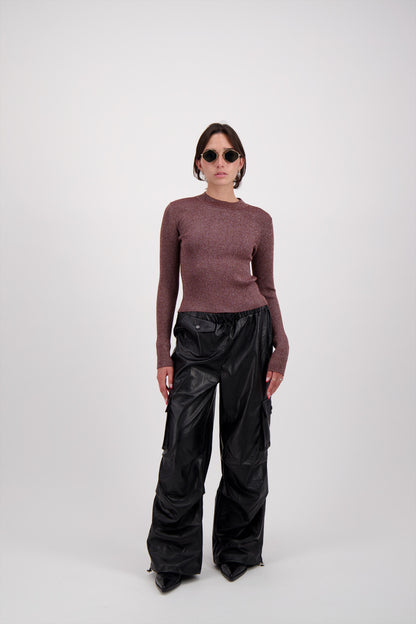 PANTALON CARGO PIEL NEGRO