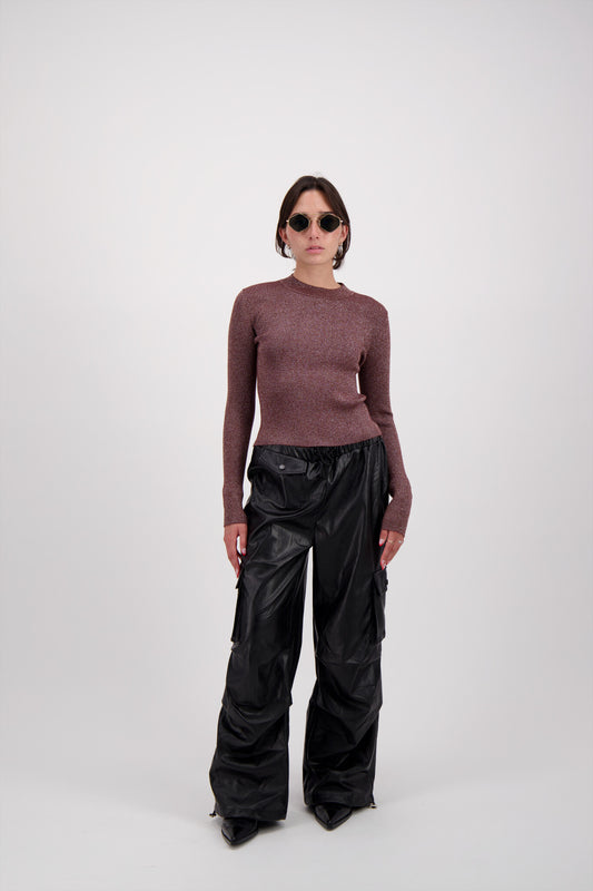 PANTALON CARGO PIEL NEGRO