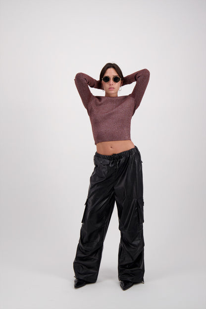 PANTALON CARGO PIEL NEGRO