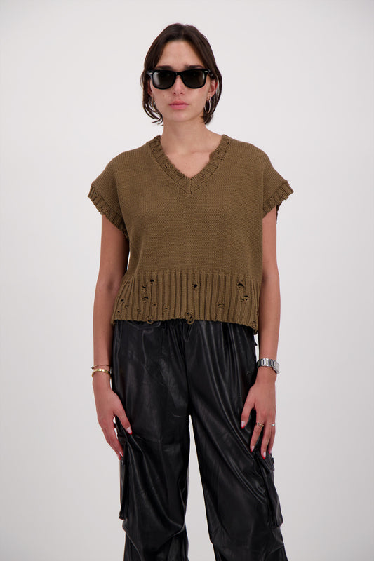 SUETER CROPPED TAUPE
