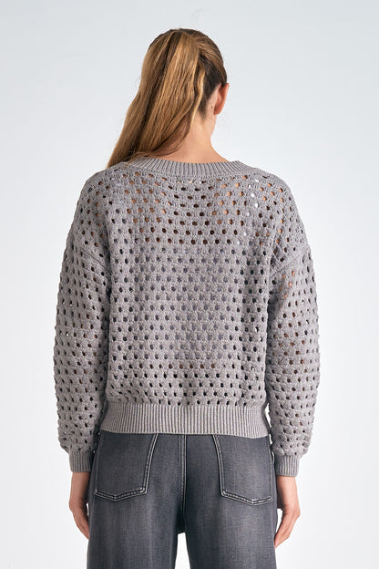 LIGHT GRAY OPEN SWEATER