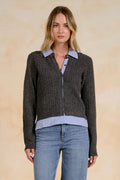 GREY CARDIGAN COLLAR SWEATER