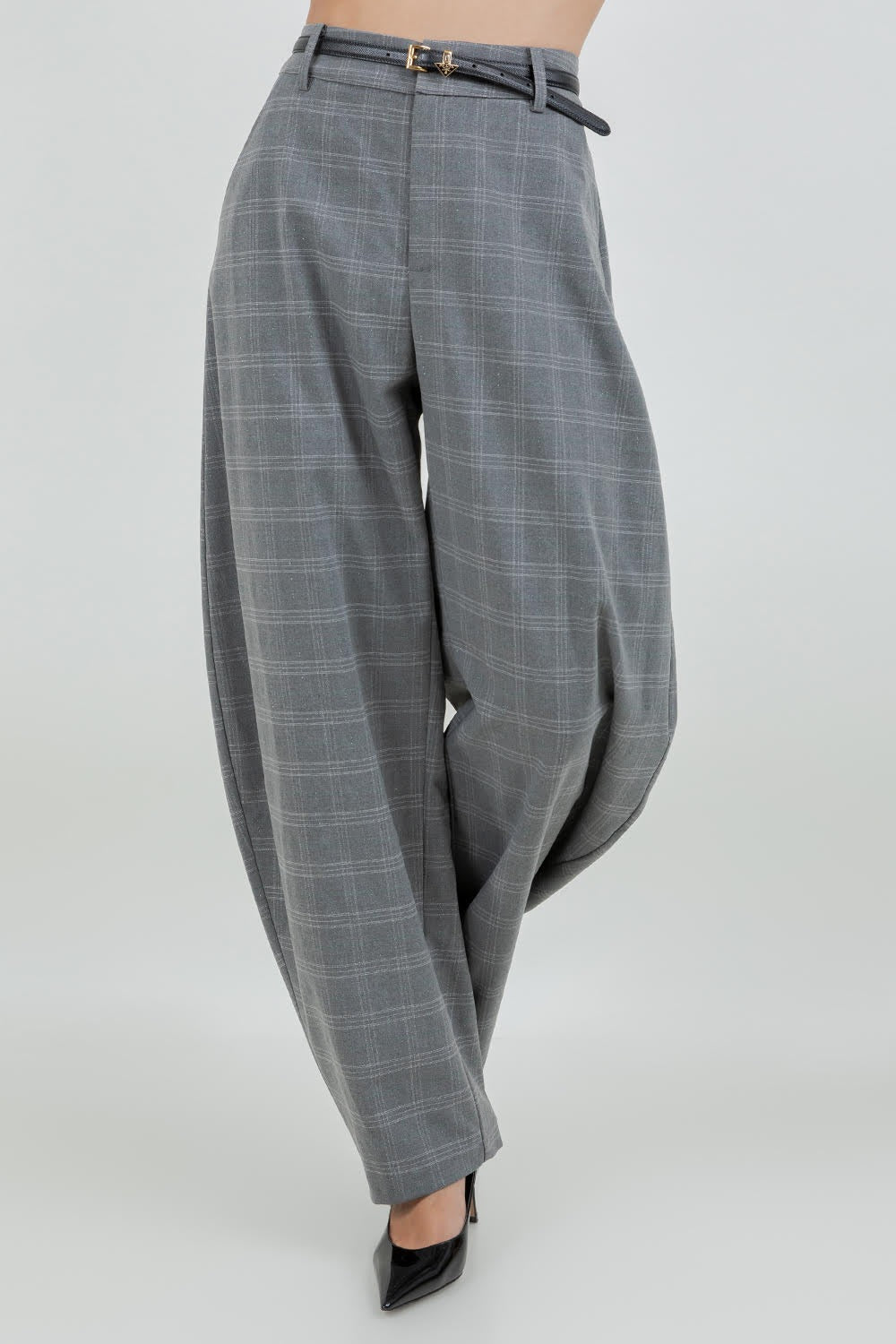 CHARCOAL PLAID PANTS