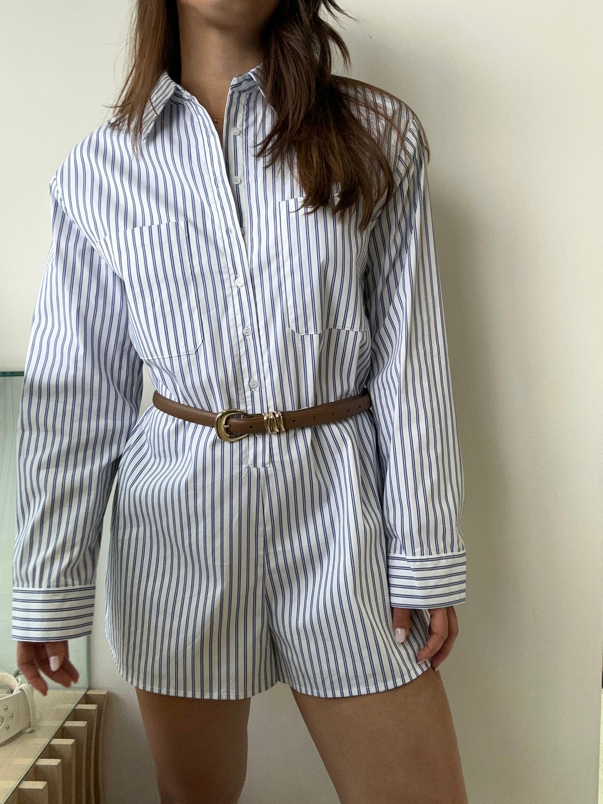 OVERSIZED STRIPED SHIRT JUMPER