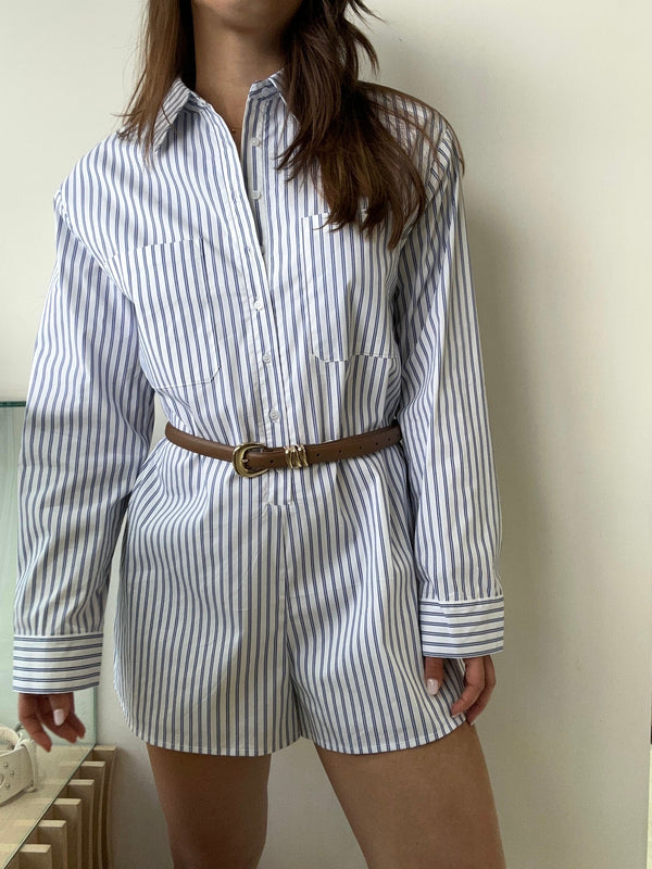 OVERSIZED STRIPED SHIRT JUMPER