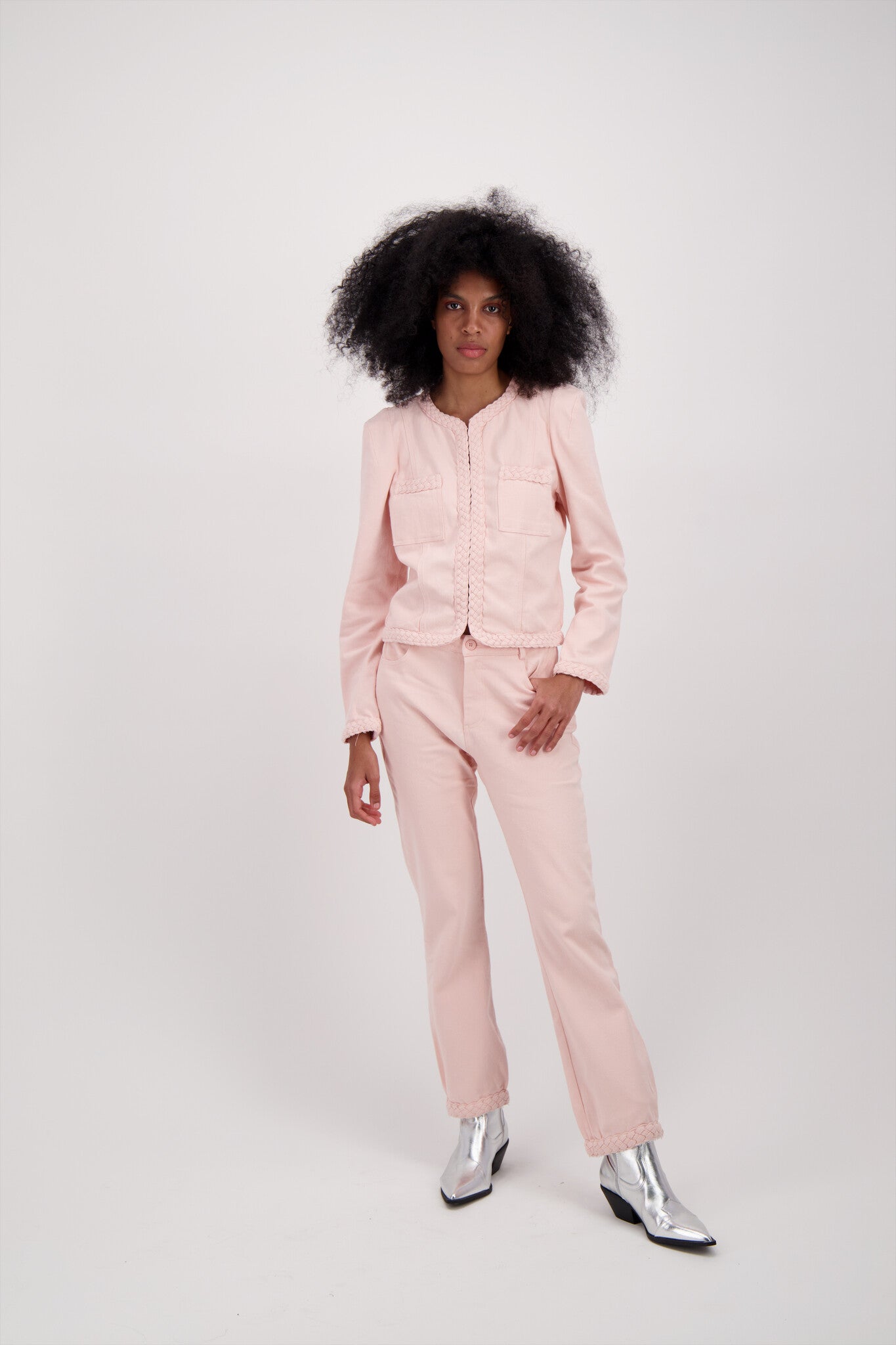 SET CHAMARRA DENIM ROSA