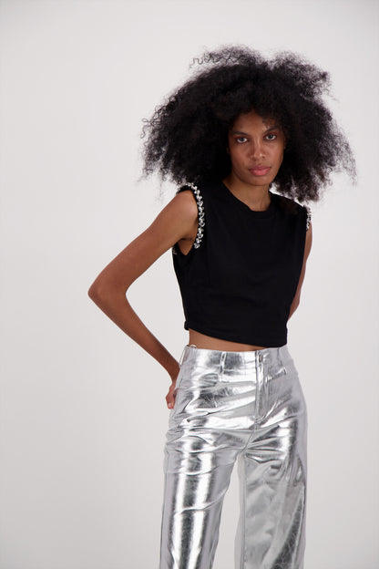 PANTALON METALICO PLATEADO