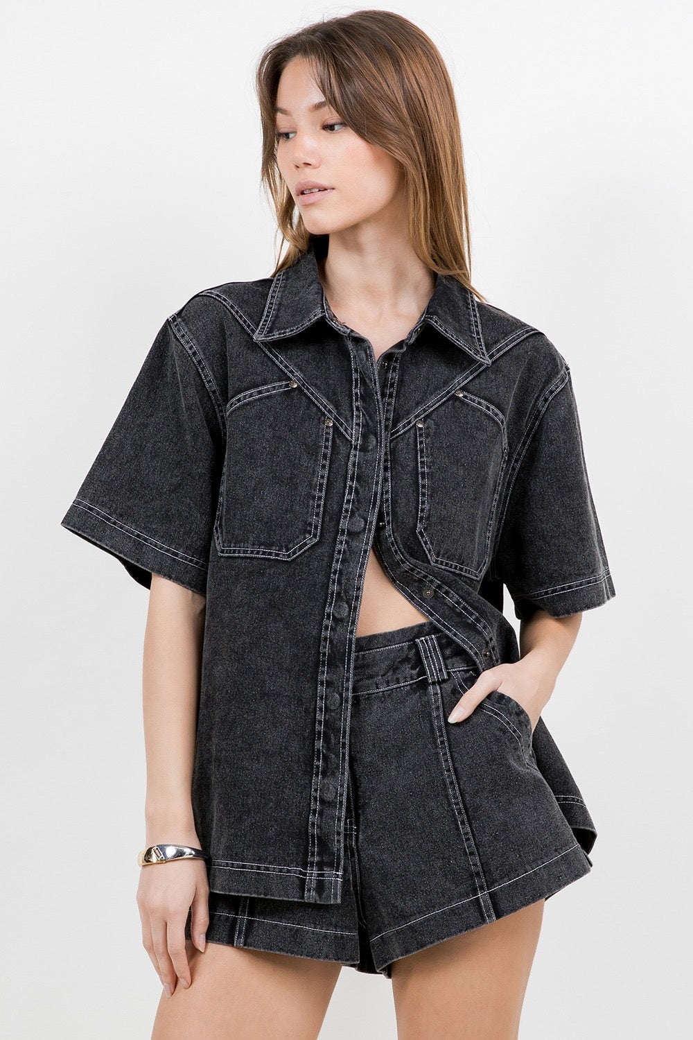 WASHED BLACK DENIM SET