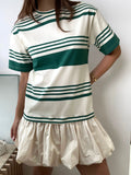 STRIPED GREEN BUBBLE DRESS