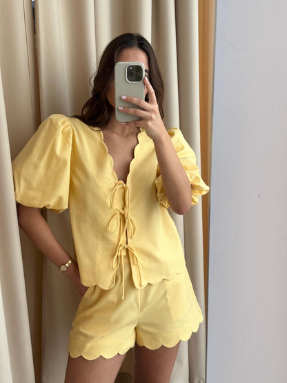 YELLOW BOW SHORT SET