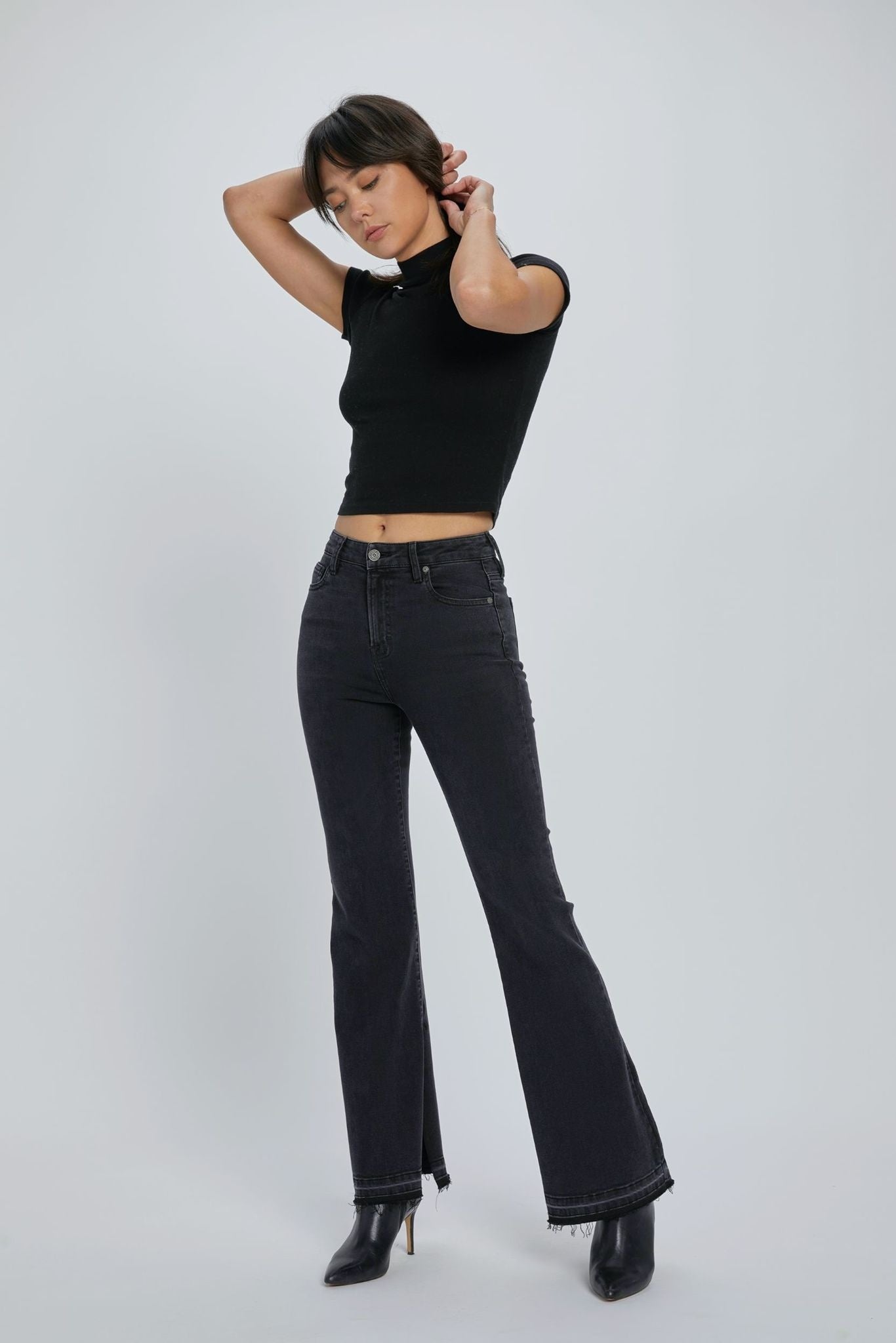 JEANS FLARE NEGRO HAPPI