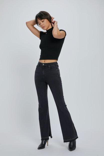 JEANS FLARE NEGRO HAPPI