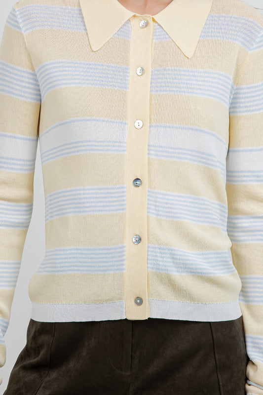 YELLOW BLUE POLO STRIPE