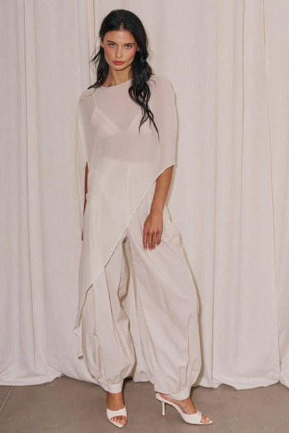 OFF WHITE ASSYMETRICAL CAPE