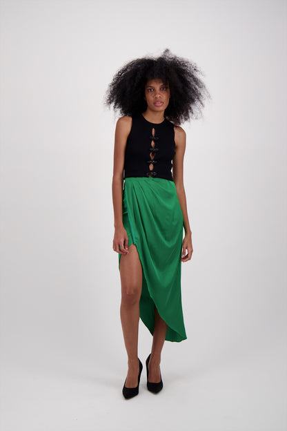 FALDA SATIN DRAP VERDE