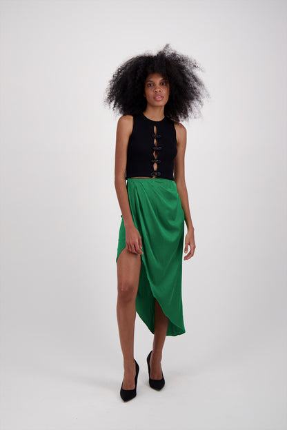 FALDA SATIN DRAP VERDE